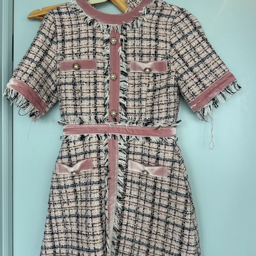Pink and Black Tweed Storets Dress